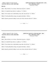 Kiểm tra học kỳ I năm học 2015  2016 môn sinh học lớp 7 (thời gian 45 phút)